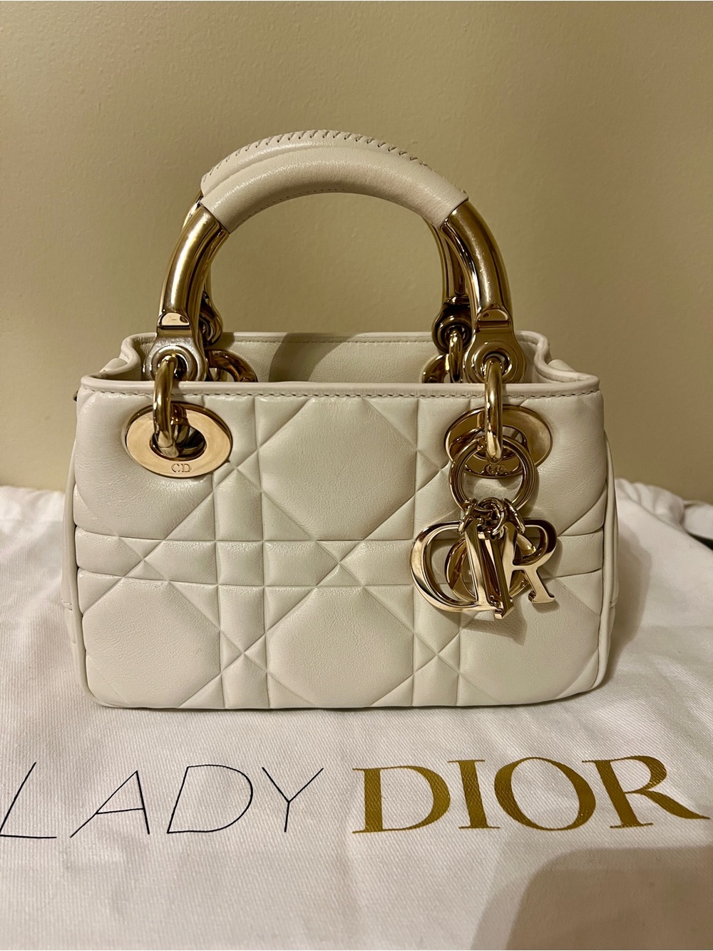 Christian Dior Lady 95.22 Mini White Calfskin Bag
